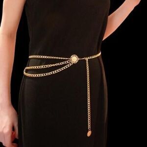 Gold metal 3 layer waist chain